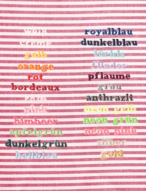 Schultüte VICHY STRIPES rot - bunte Bänder - personalisiert