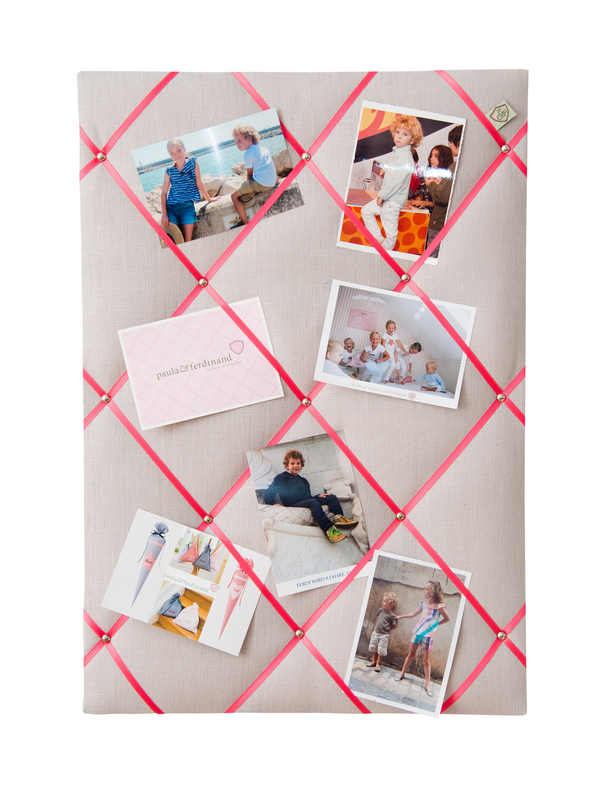 Memoboard LEINEN hellgrau - himbeer