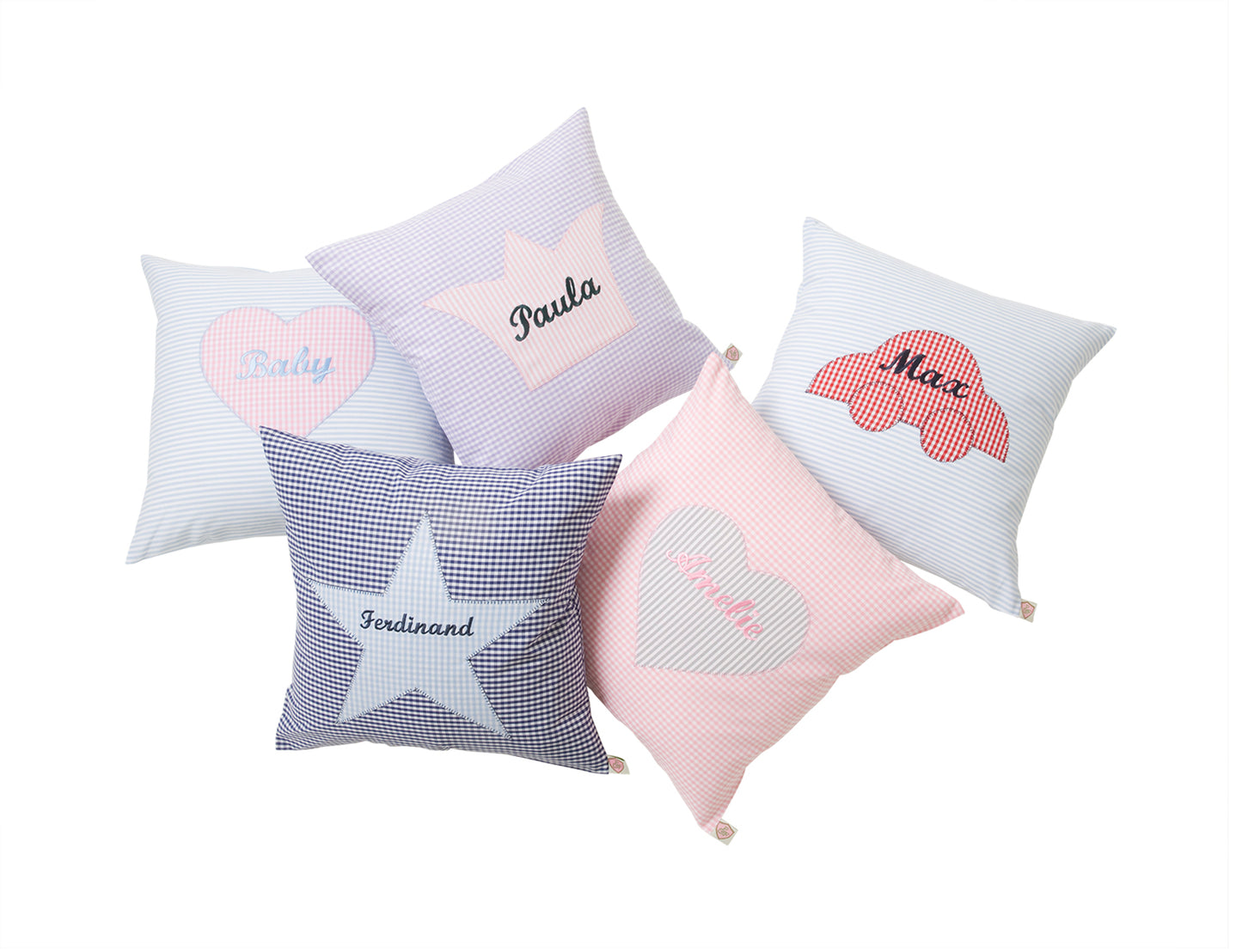 Kissen personalisiert VICHY rose - hellgrau 💕Herz