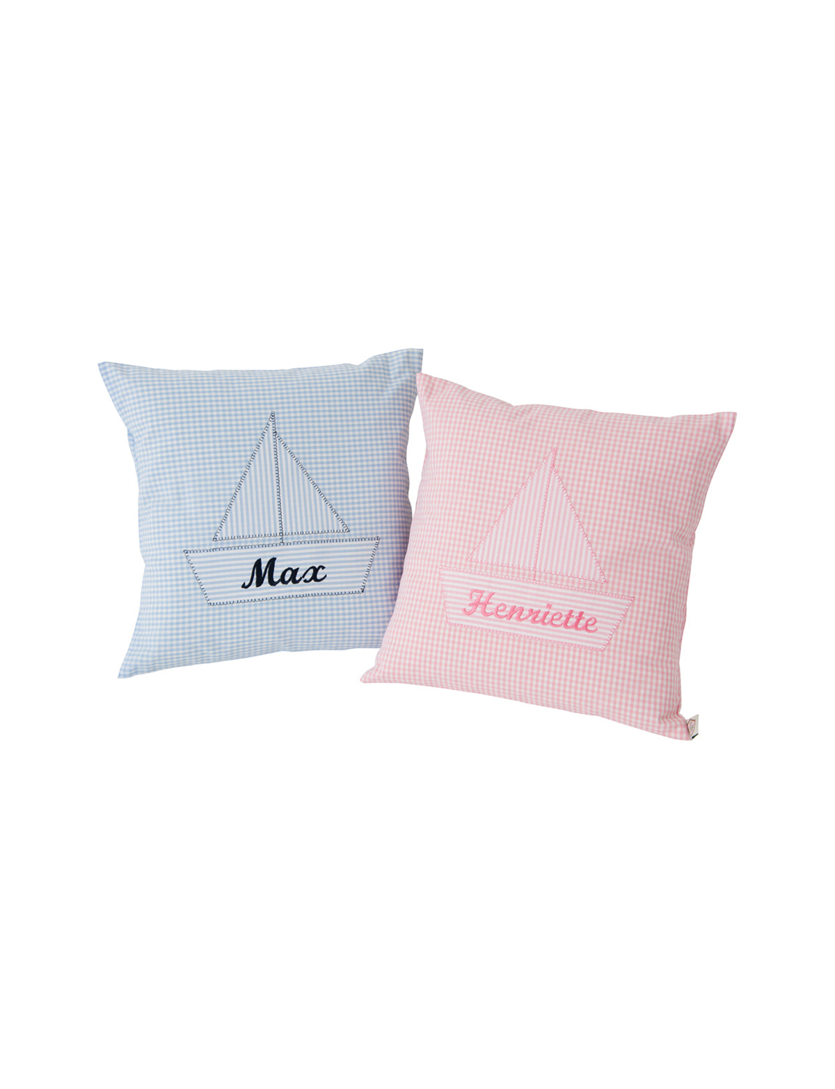 Kissen personalisiert VICHY hellblau - dunkelblau ⛵Segelboot