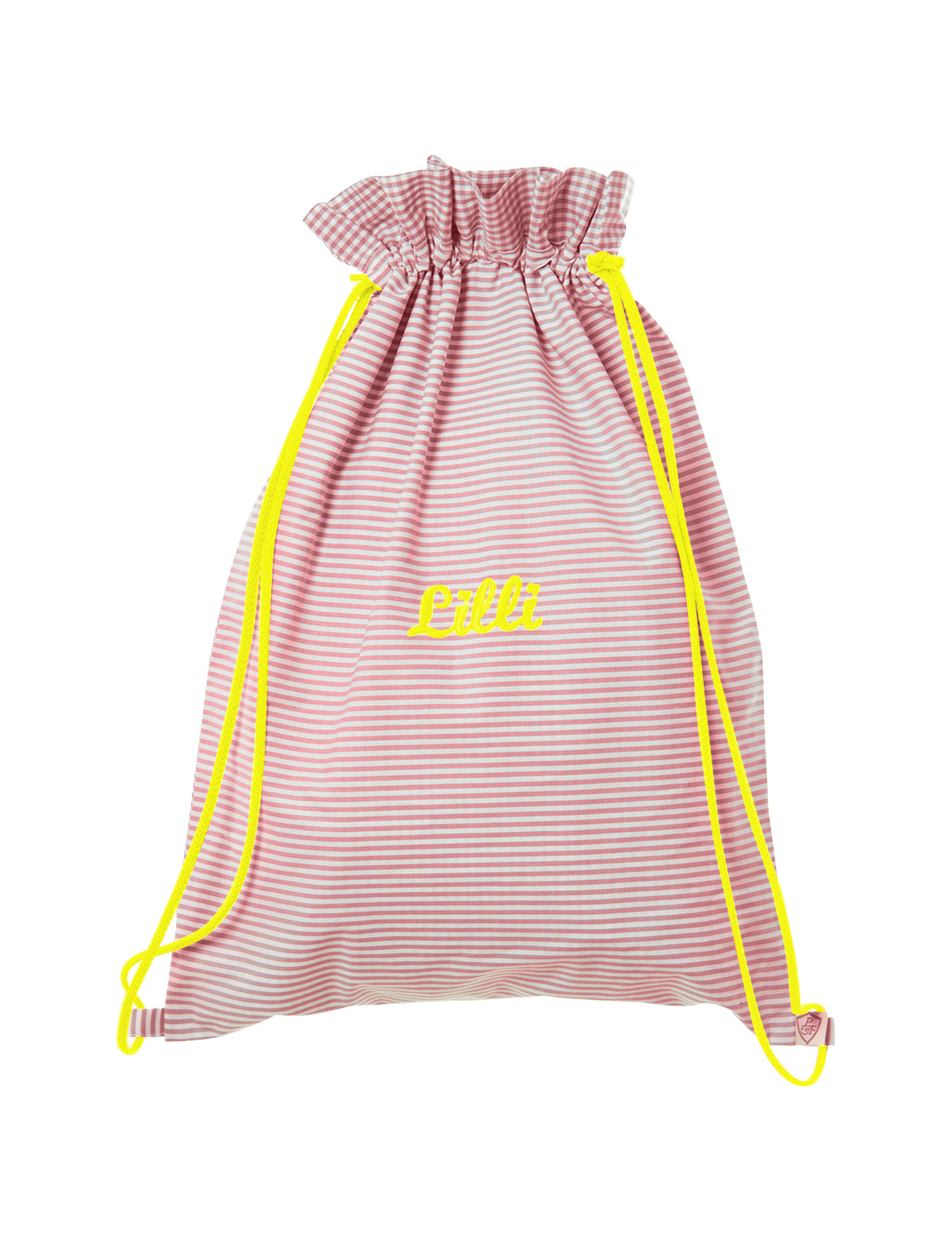 Turnbeutel personalisiert VICHY STRIPES rose - ⚡NEON gelb