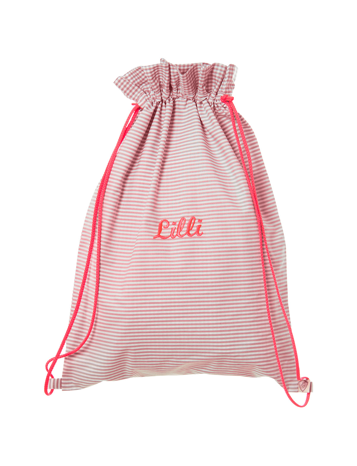Turnbeutel personalisiert VICHY STRIPES rose - ⚡NEON pink