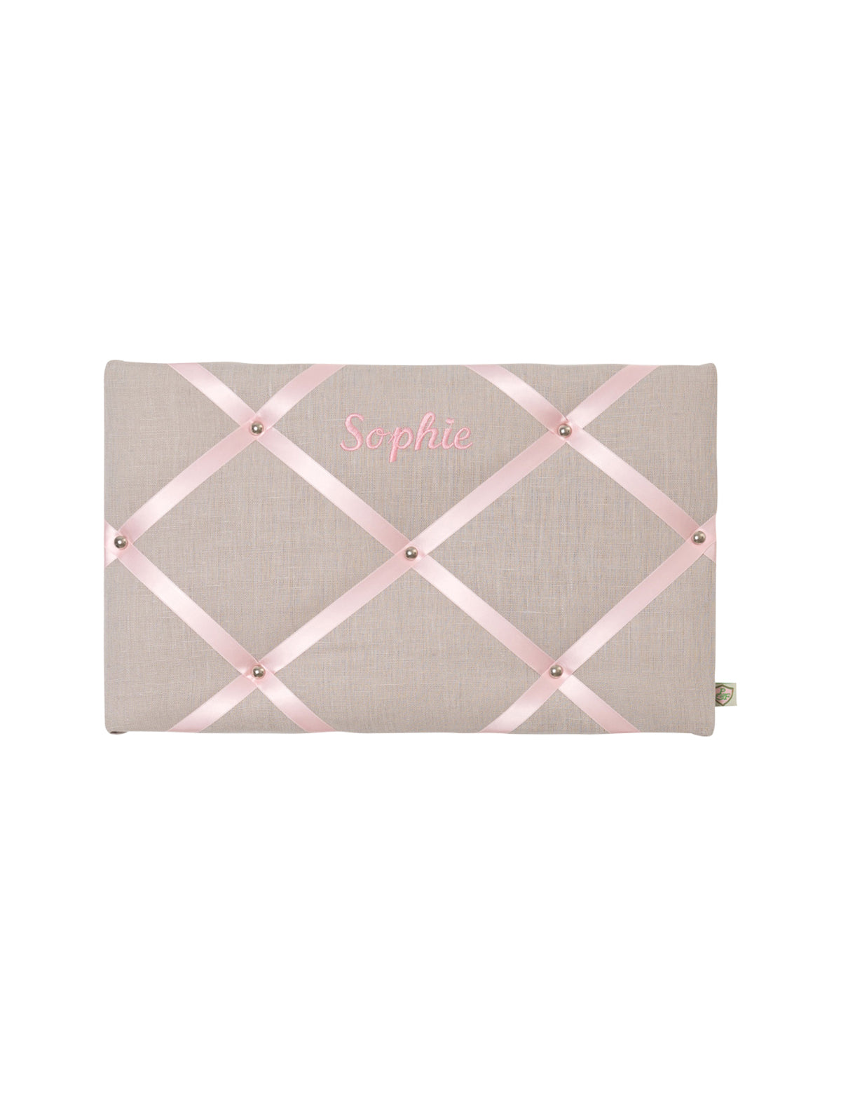 Memoboard personalisiert LEINEN hellgrau - rose