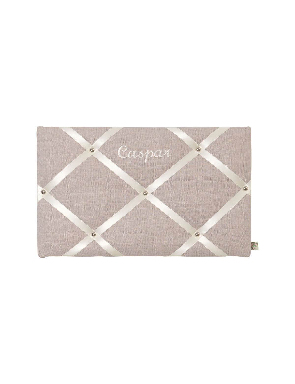 Memoboard personalisiert LEINEN hellgrau - creme